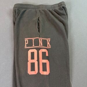 PINK Victoria's Secret Sweatpants Joggers Black Coral 86 Logo Size XS